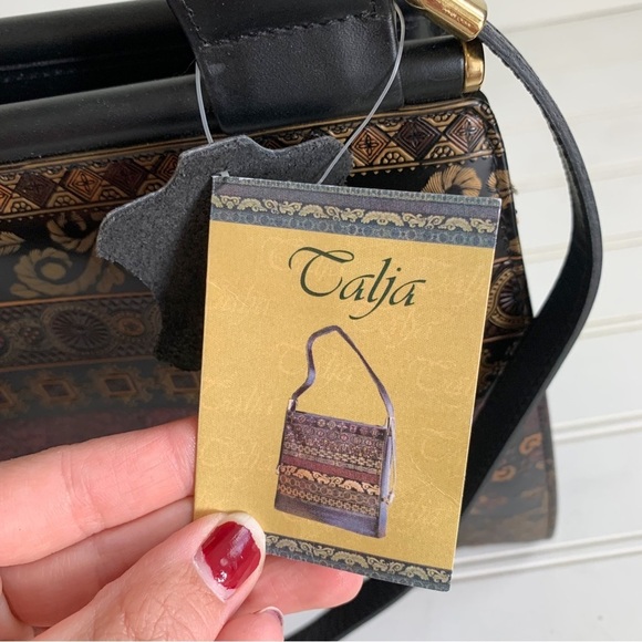 NWT Calja Italian Genuine Leather Embossed Over the Shoulder Purse Handcrafted - Picture 14 of 16